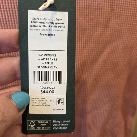 Alpine Design Women's Waffle-Knit Long-Sleeve Shirt in Sedona Clay XS New - Picture 4 of 8